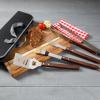 image:imageGibson Home Barbeque Basics Set 4 Piece Tools Set wWalnut Handles amp Canvas Storage Bag