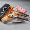 image:imageGibson Home Barbeque Basics Set 4 Piece Tools Set wWalnut Handles amp Canvas Storage Bag