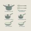 image:imageGibson Home Barnsdall 2 Piece 8 amp 10 Inch Aluminum Fry Pan Cookware NonToxic Ceramic Non Stick Frying Pan Kitchen Egg Pan Omelet Pan Always Pan Pots and Pans Linen White Induction SafeSage Green
