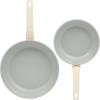 image:imageGibson Home Barnsdall 2 Piece 8 amp 10 Inch Aluminum Fry Pan Cookware NonToxic Ceramic Non Stick Frying Pan Kitchen Egg Pan Omelet Pan Always Pan Pots and Pans Linen White Induction SafeLinen