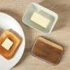 image:imageGibson Home Bristlewood Rectangular Ceramic Butter Keeper with Acacia Wood Lid Modern Farmhouse Butter Dish Glazed Stoneware Storage for Kitchen Countertop or Table
