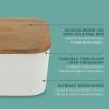 image:imageGibson Home Bristlewood Rectangular Ceramic Butter Keeper with Acacia Wood Lid Modern Farmhouse Butter Dish Glazed Stoneware Storage for Kitchen Countertop or Table