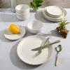 image:imageGibson Home Dempsey Road 12Piece Stoneware Dinnerware Set  Service for 4 Round Black Plates and Bowls Durable Solid Color Modern Embossed Dish Set Microwave amp Dishwasher SafeWhite Rockaway