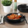 image:imageGibson Home Dempsey Road 12Piece Stoneware Dinnerware Set  Service for 4 Round Black Plates and Bowls Durable Solid Color Modern Embossed Dish Set Microwave amp Dishwasher SafeMatte Black Queenslane