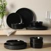 image:imageGibson Home Dempsey Road 12Piece Stoneware Dinnerware Set  Service for 4 Round Black Plates and Bowls Durable Solid Color Modern Embossed Dish Set Microwave amp Dishwasher SafeBlack Dempsey Road
