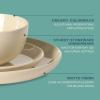 image:imageGibson Home Dempsey Road 12Piece Stoneware Dinnerware Set  Service for 4 Round Black Plates and Bowls Durable Solid Color Modern Embossed Dish Set Microwave amp Dishwasher SafeWarm Cream Rockaway