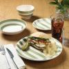 image:imageGibson Home Dempsey Road 12Piece Stoneware Dinnerware Set  Service for 4 Round Black Plates and Bowls Durable Solid Color Modern Embossed Dish Set Microwave amp Dishwasher SafeGreen Striped Kenwood Shores
