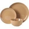 image:imageGibson Home Dempsey Road 12Piece Stoneware Dinnerware Set  Service for 4 Round Black Plates and Bowls Durable Solid Color Modern Embossed Dish Set Microwave amp Dishwasher SafeAssorted Colors Rockaway  MatteShiny