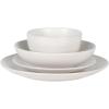 image:imageGibson Home Dempsey Road 12Piece Stoneware Dinnerware Set  Service for 4 Round Black Plates and Bowls Durable Solid Color Modern Embossed Dish Set Microwave amp Dishwasher SafeMatte White Queenslane