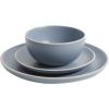 image:imageGibson Home Dempsey Road 12Piece Stoneware Dinnerware Set  Service for 4 Round Black Plates and Bowls Durable Solid Color Modern Embossed Dish Set Microwave amp Dishwasher SafeBlue Rockaway