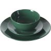 image:imageGibson Home Dempsey Road 12Piece Stoneware Dinnerware Set  Service for 4 Round Black Plates and Bowls Durable Solid Color Modern Embossed Dish Set Microwave amp Dishwasher SafeHunter Green Simple Essential