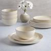 image:imageGibson Home Dempsey Road 12Piece Stoneware Dinnerware Set  Service for 4 Round Black Plates and Bowls Durable Solid Color Modern Embossed Dish Set Microwave amp Dishwasher SafeCream Rockaway