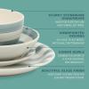 image:imageGibson Home Dempsey Road 12Piece Stoneware Dinnerware Set  Service for 4 Round Black Plates and Bowls Durable Solid Color Modern Embossed Dish Set Microwave amp Dishwasher SafeBlue Striped Kenwood Shores