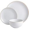 image:imageGibson Home Dempsey Road 12Piece Stoneware Dinnerware Set  Service for 4 Round Black Plates and Bowls Durable Solid Color Modern Embossed Dish Set Microwave amp Dishwasher SafeWhite Rockaway