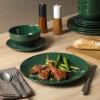 image:imageGibson Home Dempsey Road 12Piece Stoneware Dinnerware Set  Service for 4 Round Black Plates and Bowls Durable Solid Color Modern Embossed Dish Set Microwave amp Dishwasher SafeHunter Green Simple Essential