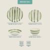 image:imageGibson Home Dempsey Road 12Piece Stoneware Dinnerware Set  Service for 4 Round Black Plates and Bowls Durable Solid Color Modern Embossed Dish Set Microwave amp Dishwasher SafeGreen Striped Kenwood Shores