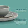 image:imageGibson Home Dempsey Road 12Piece Stoneware Dinnerware Set  Service for 4 Round Black Plates and Bowls Durable Solid Color Modern Embossed Dish Set Microwave amp Dishwasher SafeMatte Grey Rockaway
