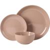image:imageGibson Home Dempsey Road 12Piece Stoneware Dinnerware Set  Service for 4 Round Black Plates and Bowls Durable Solid Color Modern Embossed Dish Set Microwave amp Dishwasher SafePink Rockaway  MatteShiny