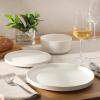 image:imageGibson Home Dempsey Road 12Piece Stoneware Dinnerware Set  Service for 4 Round Black Plates and Bowls Durable Solid Color Modern Embossed Dish Set Microwave amp Dishwasher SafeWhite Dempsey Road