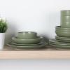 image:imageGibson Home Dempsey Road 12Piece Stoneware Dinnerware Set  Service for 4 Round Black Plates and Bowls Durable Solid Color Modern Embossed Dish Set Microwave amp Dishwasher SafeMatte Green Queenslane