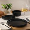 image:imageGibson Home Dempsey Road 12Piece Stoneware Dinnerware Set  Service for 4 Round Black Plates and Bowls Durable Solid Color Modern Embossed Dish Set Microwave amp Dishwasher SafeBlack Dempsey Road