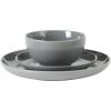 image:imageGibson Home Dempsey Road 12Piece Stoneware Dinnerware Set  Service for 4 Round Black Plates and Bowls Durable Solid Color Modern Embossed Dish Set Microwave amp Dishwasher SafeBlue Rockaway  MatteShiny