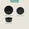 image:imageGibson Home Dempsey Road 12Piece Stoneware Dinnerware Set  Service for 4 Round Black Plates and Bowls Durable Solid Color Modern Embossed Dish Set Microwave amp Dishwasher SafeBlack Dempsey Road