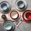 image:imageGibson Home Dempsey Road 12Piece Stoneware Dinnerware Set  Service for 4 Round Black Plates and Bowls Durable Solid Color Modern Embossed Dish Set Microwave amp Dishwasher SafeCream Rockaway