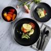 image:imageGibson Home Dempsey Road 12Piece Stoneware Dinnerware Set  Service for 4 Round Black Plates and Bowls Durable Solid Color Modern Embossed Dish Set Microwave amp Dishwasher SafeBlack Rockaway