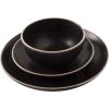 image:imageGibson Home Dempsey Road 12Piece Stoneware Dinnerware Set  Service for 4 Round Black Plates and Bowls Durable Solid Color Modern Embossed Dish Set Microwave amp Dishwasher SafeBlack Rockaway