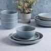 image:imageGibson Home Dempsey Road 12Piece Stoneware Dinnerware Set  Service for 4 Round Black Plates and Bowls Durable Solid Color Modern Embossed Dish Set Microwave amp Dishwasher SafeBlue Rockaway