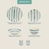 image:imageGibson Home Dempsey Road 12Piece Stoneware Dinnerware Set  Service for 4 Round Black Plates and Bowls Durable Solid Color Modern Embossed Dish Set Microwave amp Dishwasher SafeBlue Striped Kenwood Shores