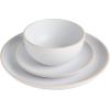 image:imageGibson Home Dempsey Road 12Piece Stoneware Dinnerware Set  Service for 4 Round Black Plates and Bowls Durable Solid Color Modern Embossed Dish Set Microwave amp Dishwasher SafeWhite Rockaway
