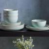 image:imageGibson Home Dempsey Road 12Piece Stoneware Dinnerware Set  Service for 4 Round Black Plates and Bowls Durable Solid Color Modern Embossed Dish Set Microwave amp Dishwasher SafeMatte Teal Rockaway