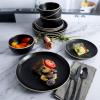 image:imageGibson Home Dempsey Road 12Piece Stoneware Dinnerware Set  Service for 4 Round Black Plates and Bowls Durable Solid Color Modern Embossed Dish Set Microwave amp Dishwasher SafeBlack Rockaway