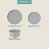 image:imageGibson Home Dempsey Road 12Piece Stoneware Dinnerware Set  Service for 4 Round Black Plates and Bowls Durable Solid Color Modern Embossed Dish Set Microwave amp Dishwasher SafeGrey Dempsey Road