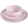 image:imageGibson Home Dempsey Road 12Piece Stoneware Dinnerware Set  Service for 4 Round Black Plates and Bowls Durable Solid Color Modern Embossed Dish Set Microwave amp Dishwasher SafePink Rockaway