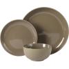 image:imageGibson Home Dempsey Road 12Piece Stoneware Dinnerware Set  Service for 4 Round Black Plates and Bowls Durable Solid Color Modern Embossed Dish Set Microwave amp Dishwasher SafeBrown Rockaway  MatteShiny