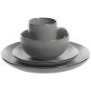 image:imageGibson Home Dempsey Road 12Piece Stoneware Dinnerware Set  Service for 4 Round Black Plates and Bowls Durable Solid Color Modern Embossed Dish Set Microwave amp Dishwasher SafeGreyGold Rim Rockaway