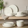 image:imageGibson Home Dempsey Road 12Piece Stoneware Dinnerware Set  Service for 4 Round Black Plates and Bowls Durable Solid Color Modern Embossed Dish Set Microwave amp Dishwasher SafeWhite Dempsey Road