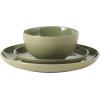 image:imageGibson Home Dempsey Road 12Piece Stoneware Dinnerware Set  Service for 4 Round Black Plates and Bowls Durable Solid Color Modern Embossed Dish Set Microwave amp Dishwasher SafeGreen Rockaway  MatteShiny