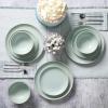 image:imageGibson Home Dempsey Road 12Piece Stoneware Dinnerware Set  Service for 4 Round Black Plates and Bowls Durable Solid Color Modern Embossed Dish Set Microwave amp Dishwasher SafeMatte Teal Rockaway