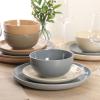 image:imageGibson Home Dempsey Road 12Piece Stoneware Dinnerware Set  Service for 4 Round Black Plates and Bowls Durable Solid Color Modern Embossed Dish Set Microwave amp Dishwasher SafeAssorted Colors Rockaway  MatteShiny