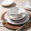 image:imageGibson Home Dempsey Road 12Piece Stoneware Dinnerware Set  Service for 4 Round Black Plates and Bowls Durable Solid Color Modern Embossed Dish Set Microwave amp Dishwasher SafeMatte White Queenslane