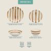 image:imageGibson Home Dempsey Road 12Piece Stoneware Dinnerware Set  Service for 4 Round Black Plates and Bowls Durable Solid Color Modern Embossed Dish Set Microwave amp Dishwasher SafeBrown Striped Kenwood Shores