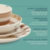 image:imageGibson Home Dempsey Road 12Piece Stoneware Dinnerware Set  Service for 4 Round Black Plates and Bowls Durable Solid Color Modern Embossed Dish Set Microwave amp Dishwasher SafeBrown Striped Kenwood Shores