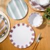 image:imageGibson Home Fairhope 12Piece Matte Black Melamine Dinnerware Set  Durable Lightweight Plates and Bowls Kitchen Dining SetAssorted Cottage Stripes