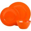 image:imageGibson Home Fairhope 12Piece Matte Black Melamine Dinnerware Set  Durable Lightweight Plates and Bowls Kitchen Dining SetAssorted II