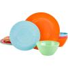 image:imageGibson Home Fairhope 12Piece Matte Black Melamine Dinnerware Set  Durable Lightweight Plates and Bowls Kitchen Dining SetAssorted II