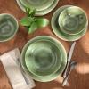 image:imageGibson Home Fairhope 12Piece Matte Black Melamine Dinnerware Set  Durable Lightweight Plates and Bowls Kitchen Dining SetGreen Casper Court